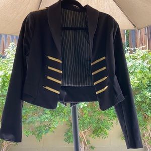 Vintage Black Blazer Womens Jacket Suit w/Gold